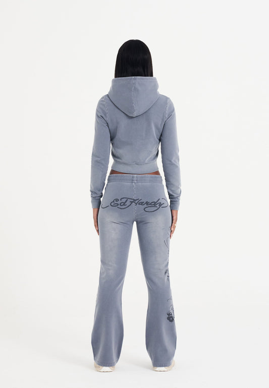 Womens Watchingfly Cropped Zip Thru Hoodie - Blue
