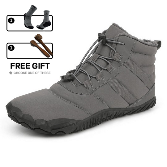 Men's Warm Fleece Barefoot Boots Wide Toe Orthopedic Support Snow Boots Waterproof Non-Slip Winter Boots