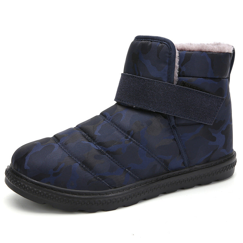 (Limited Time 70% Discount Event) Men's 2024 Winter New Warm Waterproof Non-Slip Puncture-Resistant Velcro Slip-On Snow Boots Ankle Support Orthopedic Wide Toe Arch Support Cotton Shoes
