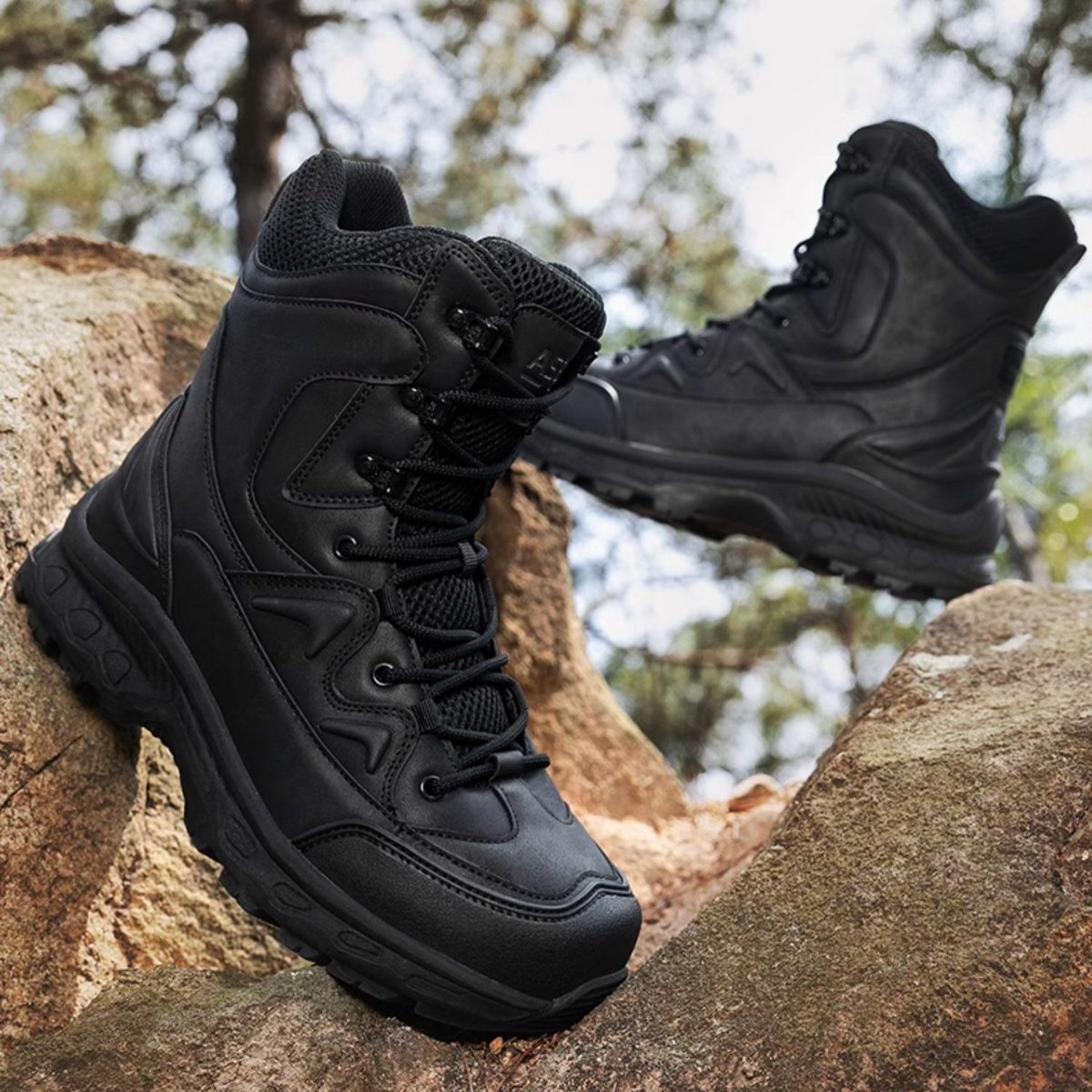(Limited Time Discount 49% off)Men's Waterproof Ankle Support Tactical Boots Military Anti-Puncture Wide Toe Box Hiking Boots