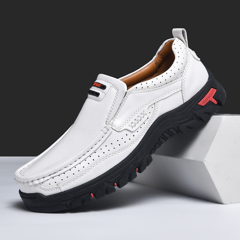 Men's Non-slip Walking Leather Lightweight Breathable Casual Loafers