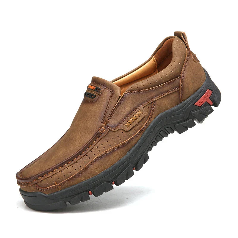 Men's Non-slip Walking Leather Lightweight Breathable Casual Loafers