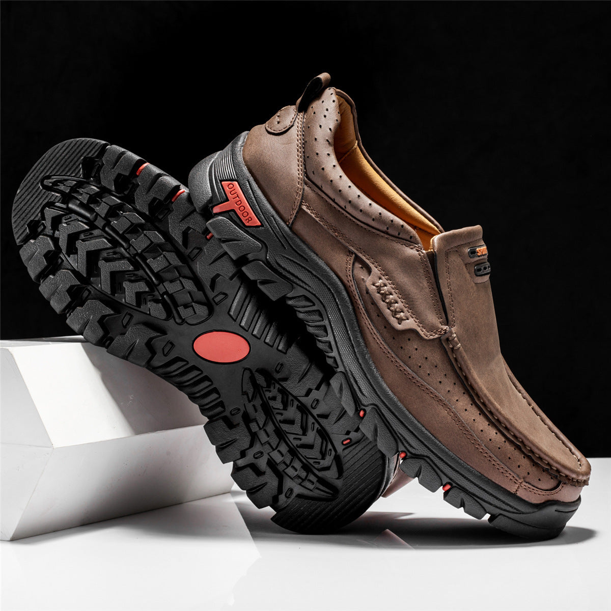 Men's Non-slip Walking Leather Lightweight Breathable Casual Loafers