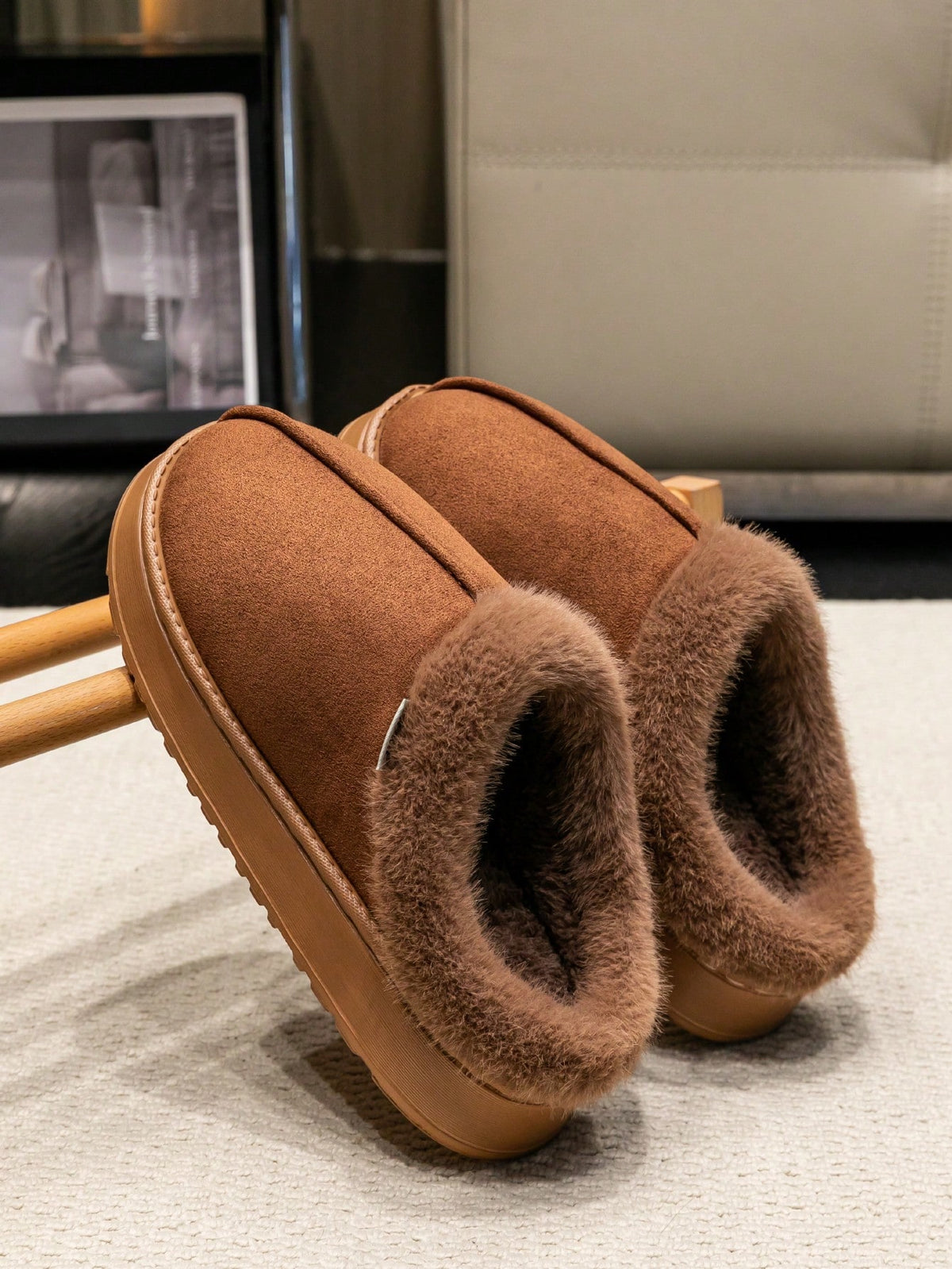 Women's Autumn inter Plush Lined Thick Sole Slippers Comfortable Non-Slip Warm Indoo utdoor Soft Luxury Fuzzy Slides