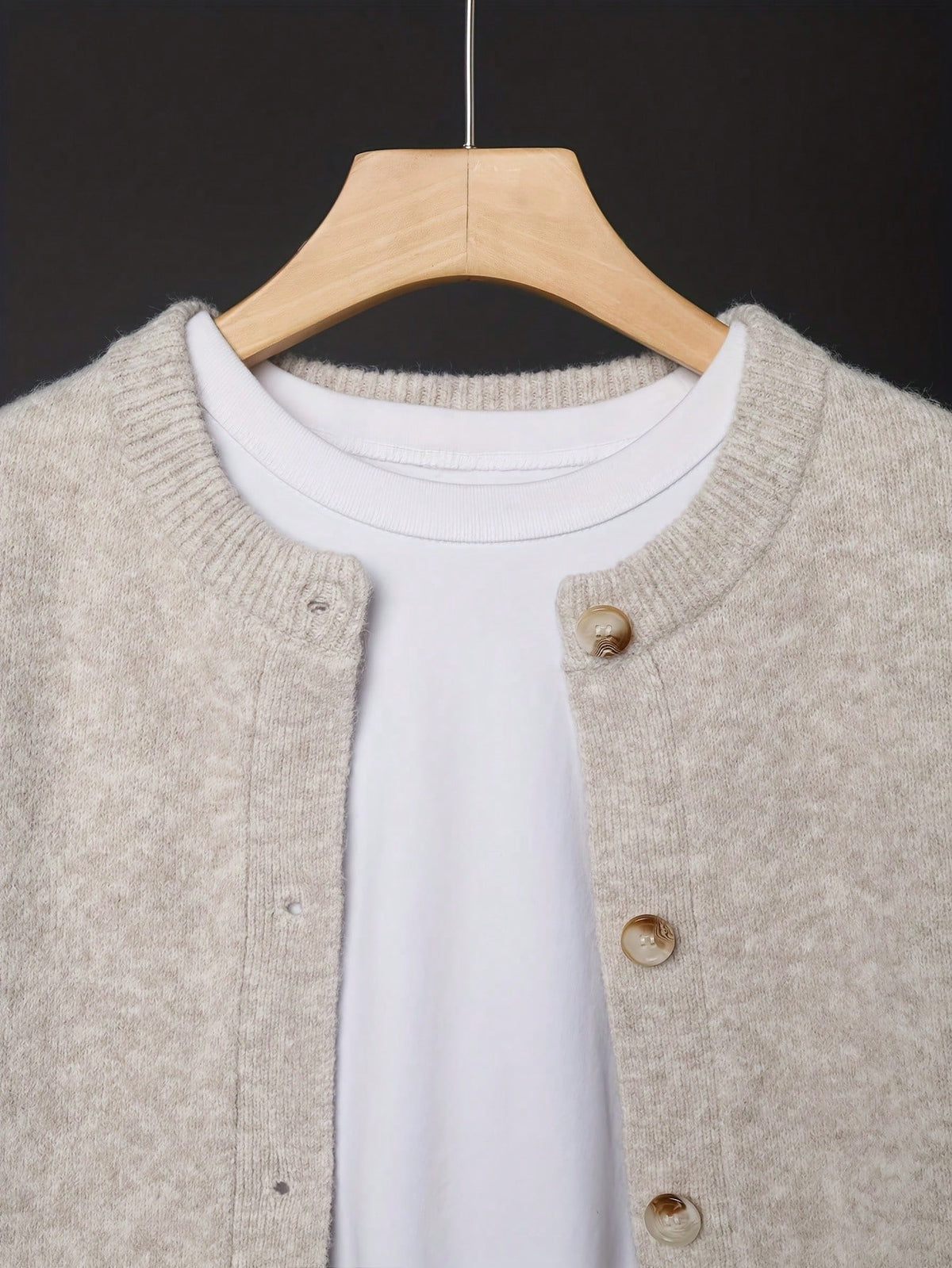 Women's Beige Cardigan, Soft Long Sleeve Sweater Jacket
