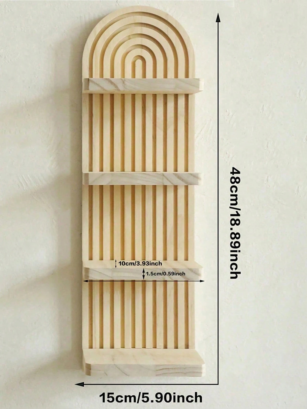 OBOVAY 1Pc Bohemian Style Wave Patterned Wooden Wall Frame,Rainbow Arch & Farmhouse Wall Racks