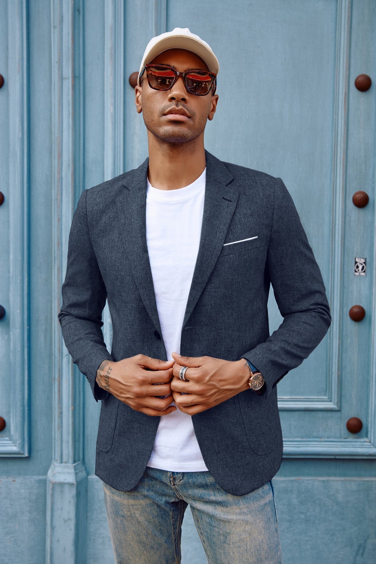 Men's Casual Sport Coat Blazer Two Buttons Lightweight Business Jackets