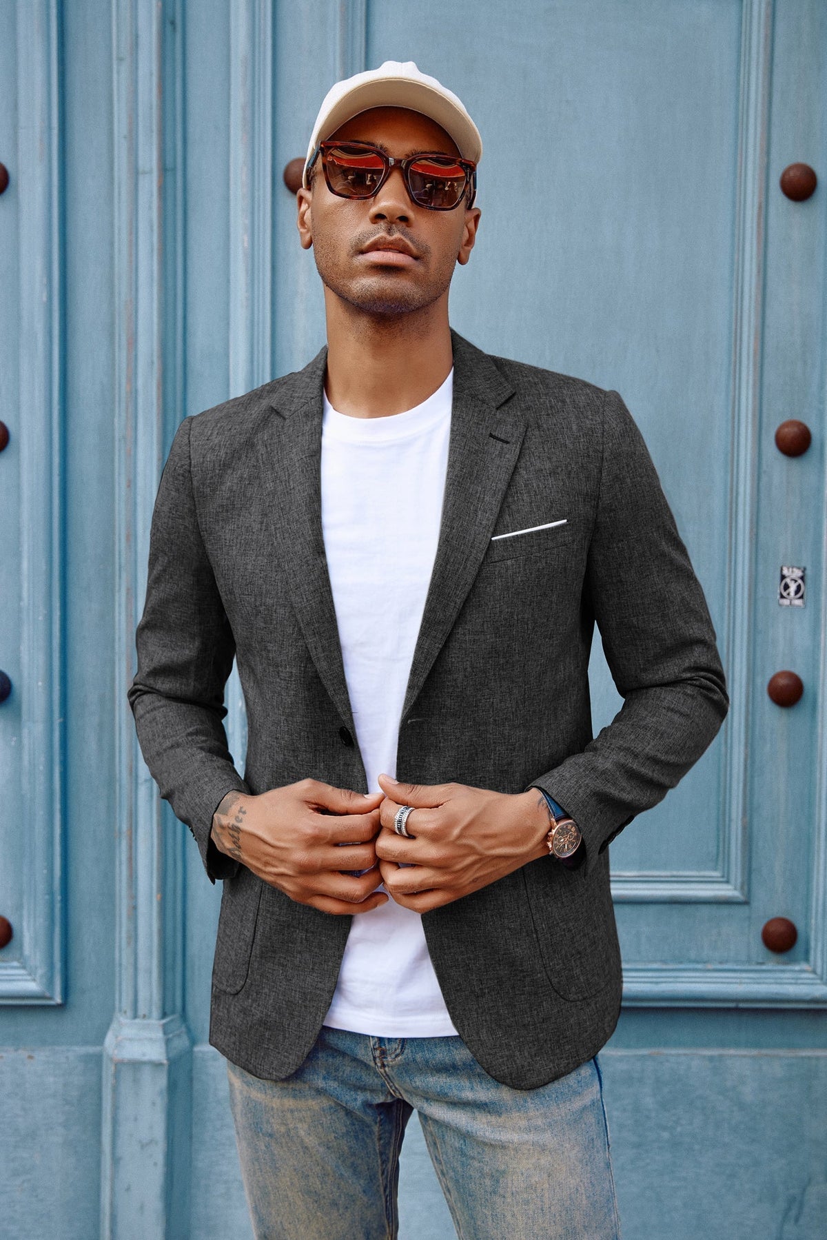 Men's Casual Sport Coat Blazer Two Buttons Lightweight Business Jackets