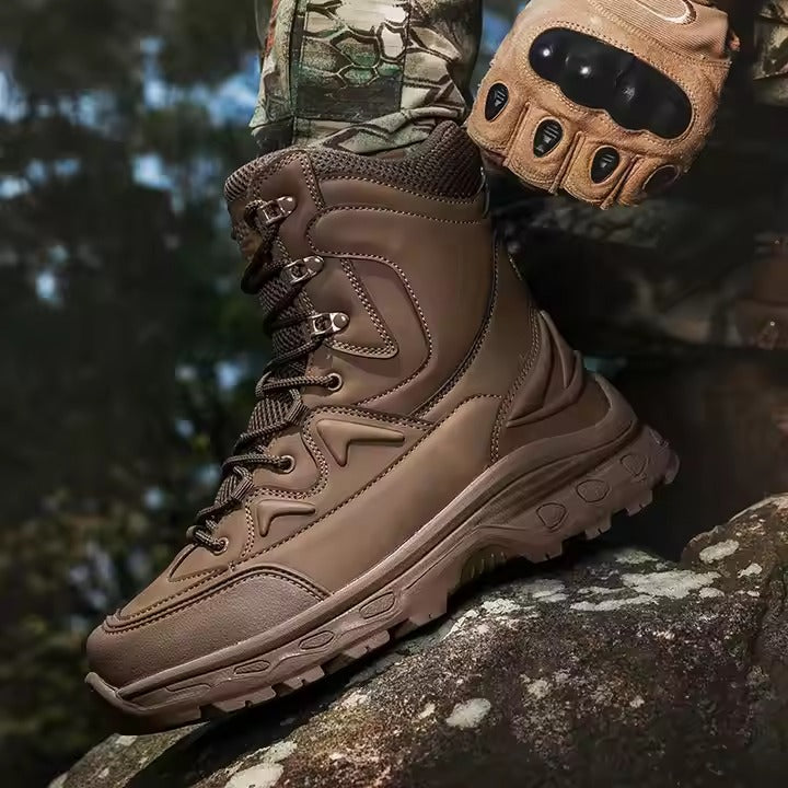 (Limited Time Discount 49% off)Men's Waterproof Ankle Support Tactical Boots Military Anti-Puncture Wide Toe Box Hiking Boots