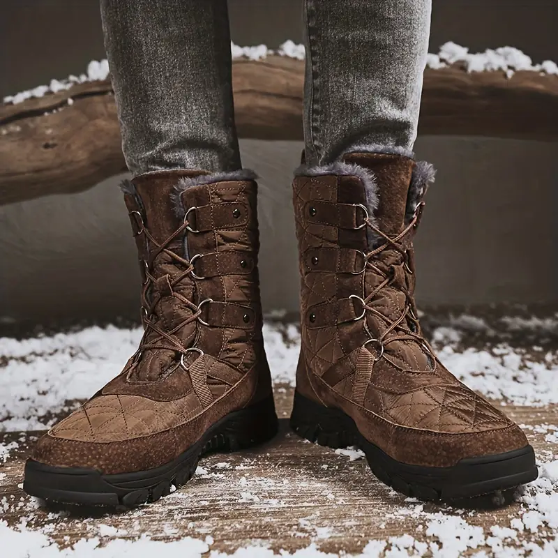 HOT SALE-Men's Genuine Leather Comfortable Snow Boots Warm Boots Combat Boots