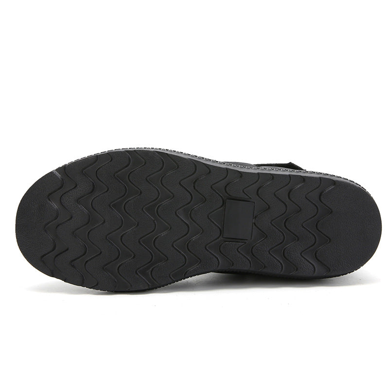 (Limited Time 70% Discount Event) Men's 2024 Winter New Warm Waterproof Non-Slip Puncture-Resistant Velcro Slip-On Snow Boots Ankle Support Orthopedic Wide Toe Arch Support Cotton Shoes