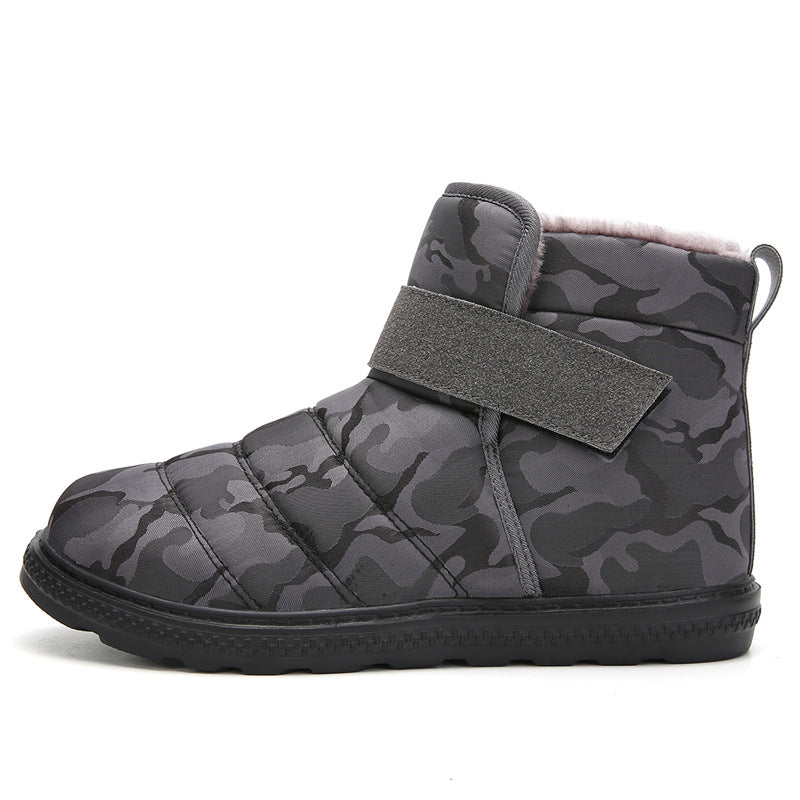 (Limited Time 70% Discount Event) Men's 2024 Winter New Warm Waterproof Non-Slip Puncture-Resistant Velcro Slip-On Snow Boots Ankle Support Orthopedic Wide Toe Arch Support Cotton Shoes