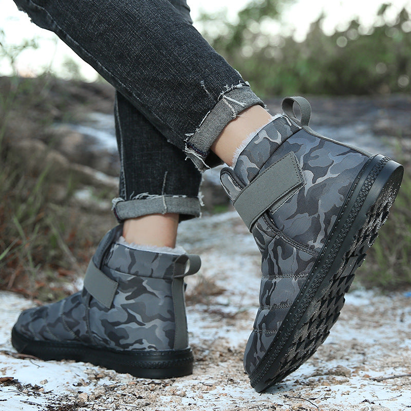 (Limited Time 70% Discount Event) Men's 2024 Winter New Warm Waterproof Non-Slip Puncture-Resistant Velcro Slip-On Snow Boots Ankle Support Orthopedic Wide Toe Arch Support Cotton Shoes