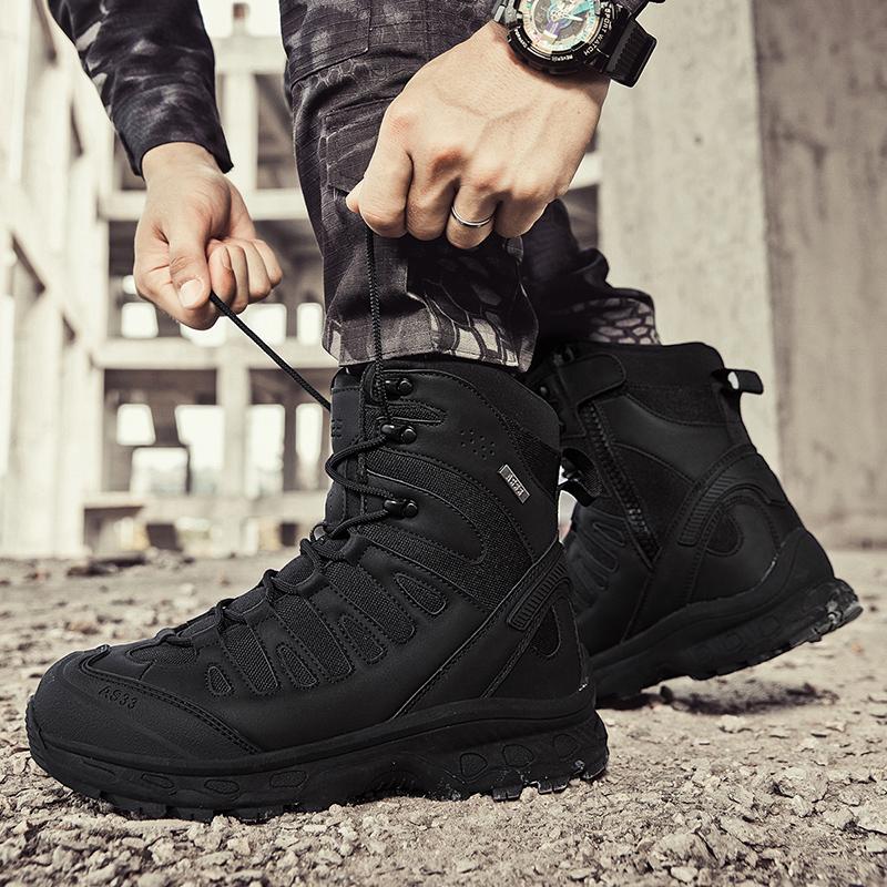 Men's Anti-Sprain Military Tactical Work Boots Waterproof Non-Slip Anti-Puncture Hiking Boots