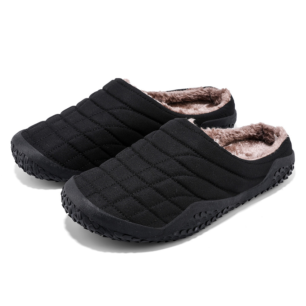 (Limited Time Sale 49%off)Men slippers home winter indoor warm plush shoes thick bottom waterproof leather house slippers cotton shoes