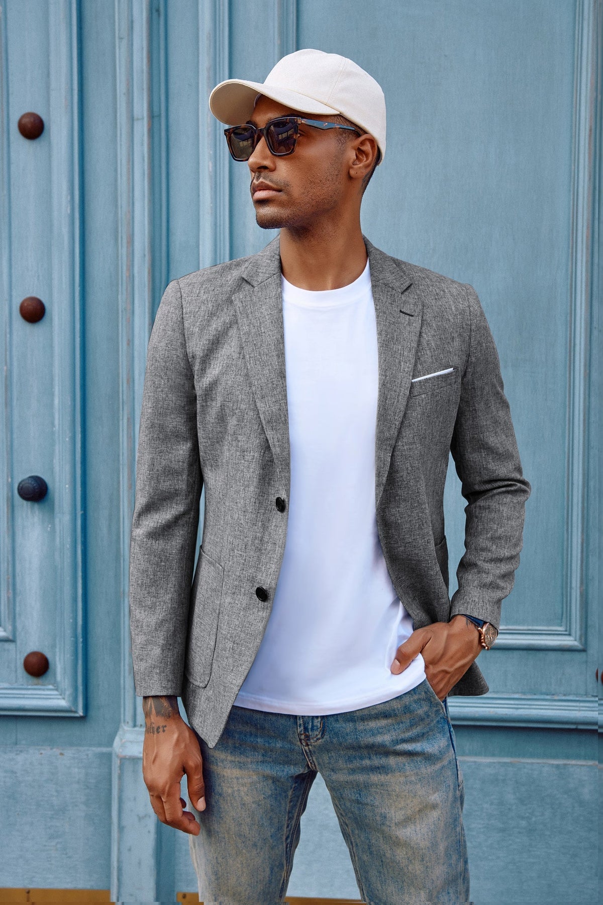 Men's Casual Sport Coat Blazer Two Buttons Lightweight Business Jackets