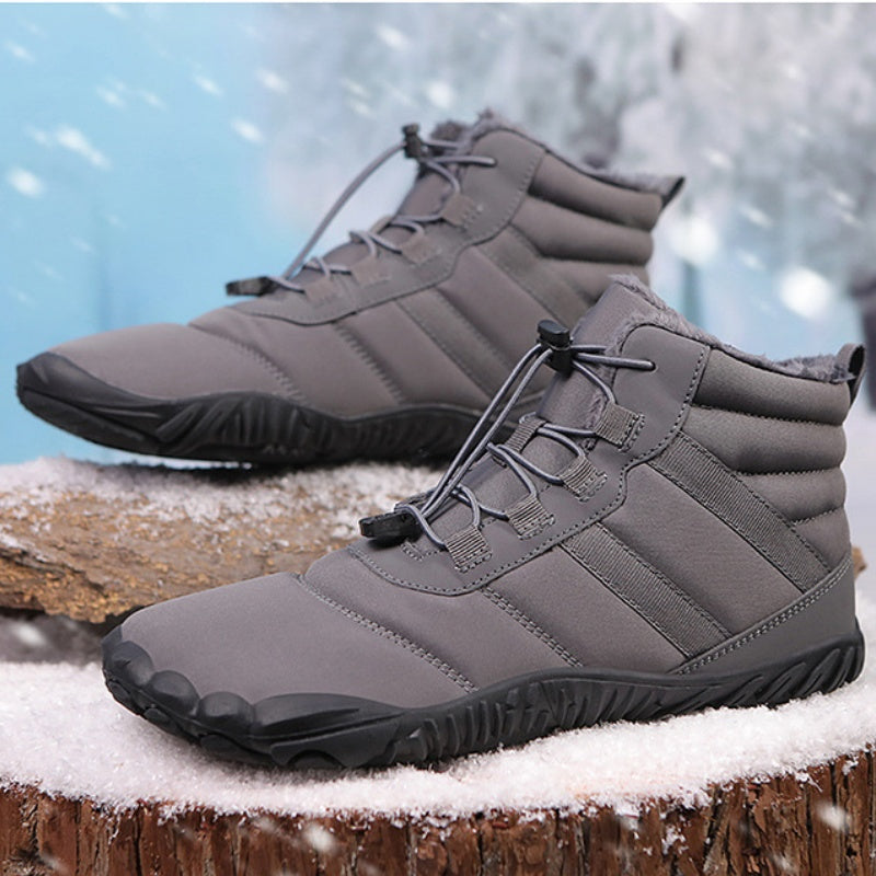 Men's Warm Fleece Barefoot Boots Wide Toe Orthopedic Support Snow Boots Waterproof Non-Slip Winter Boots