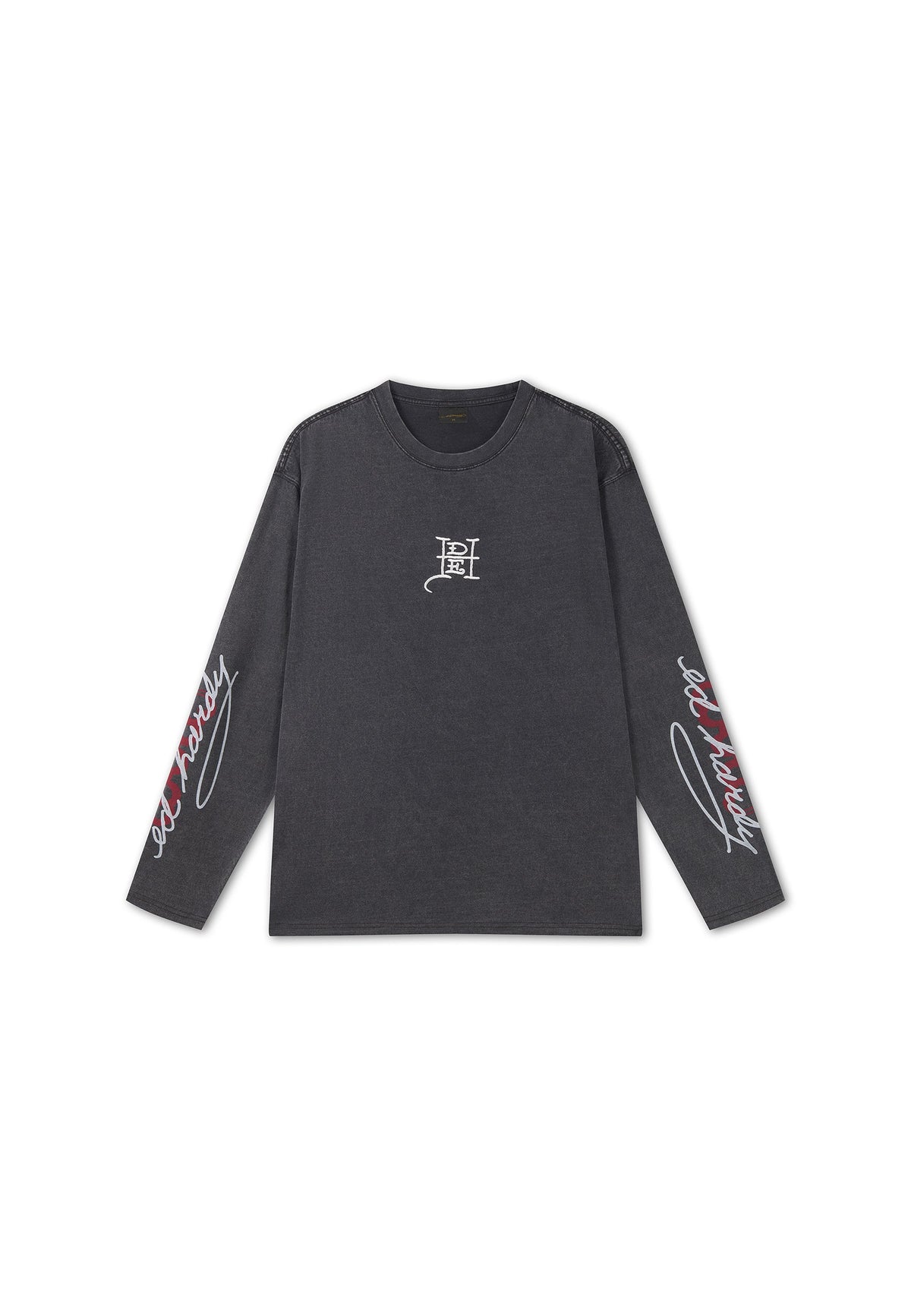 Mens Flying Twin Dragon Graphic Long Sleeve Relaxed T-Shirt - Black