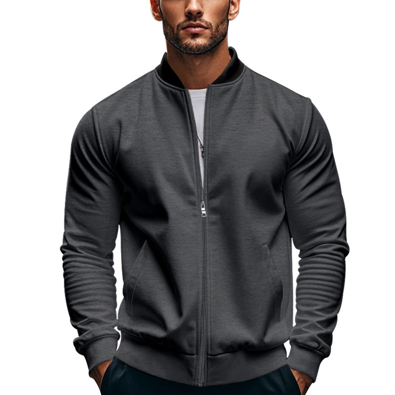 Men's Casual Lapel Zipper Baseball Jacket