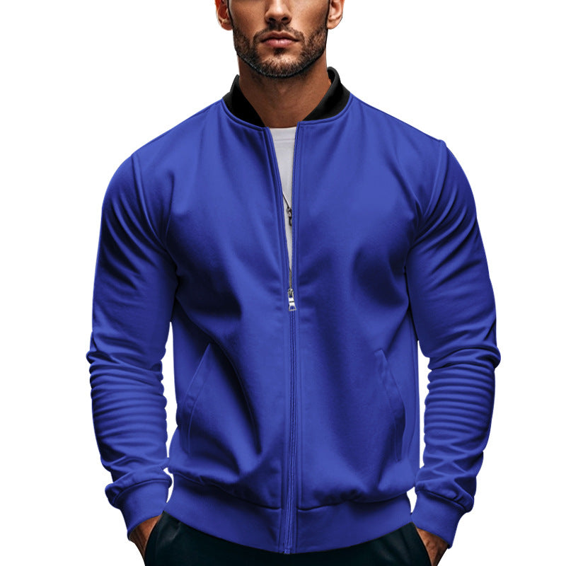 Men's Casual Lapel Zipper Baseball Jacket