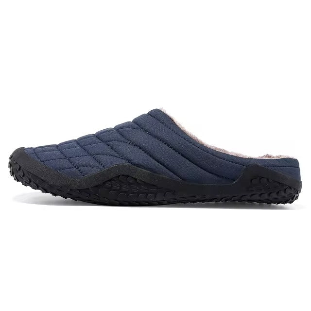 (Limited Time Sale 49%off)Men slippers home winter indoor warm plush shoes thick bottom waterproof leather house slippers cotton shoes