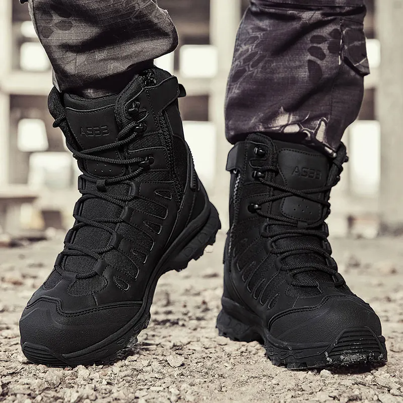 Men's Anti-Sprain Military Tactical Work Boots Waterproof Non-Slip Anti-Puncture Hiking Boots