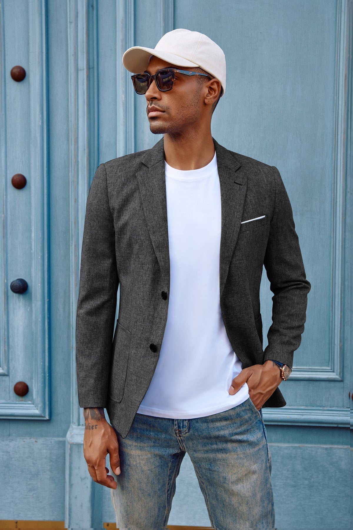 Men's Casual Sport Coat Blazer Two Buttons Lightweight Business Jackets
