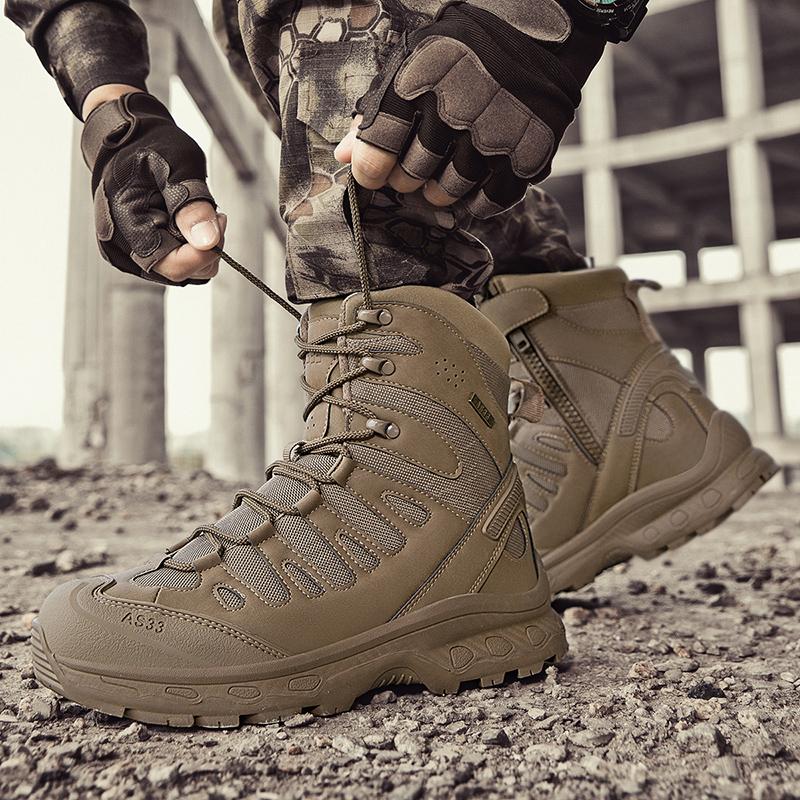 Men's Anti-Sprain Military Tactical Work Boots Waterproof Non-Slip Anti-Puncture Hiking Boots
