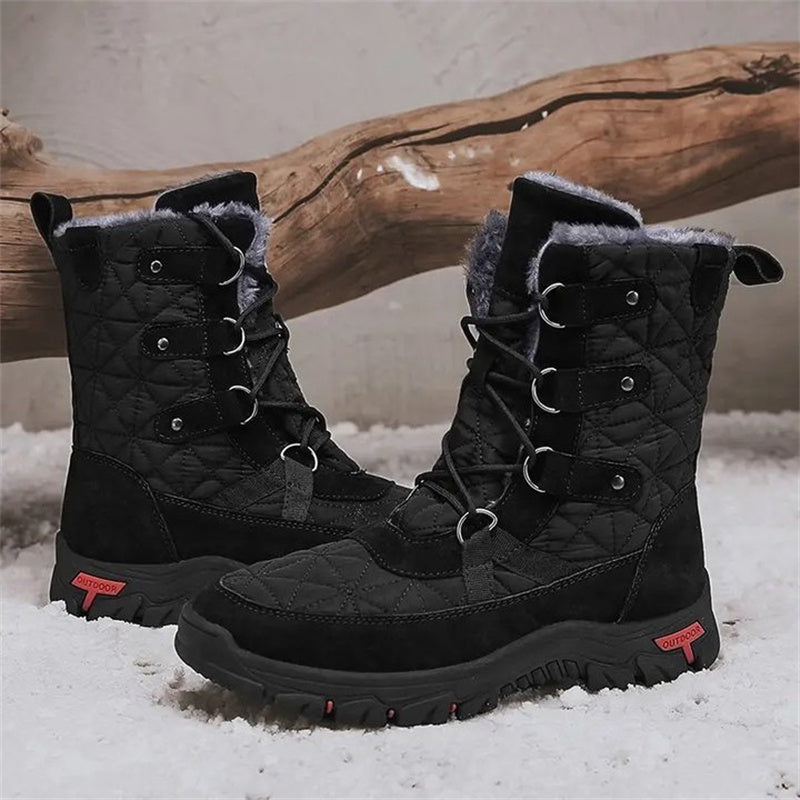 HOT SALE-Men's Genuine Leather Comfortable Snow Boots Warm Boots Combat Boots